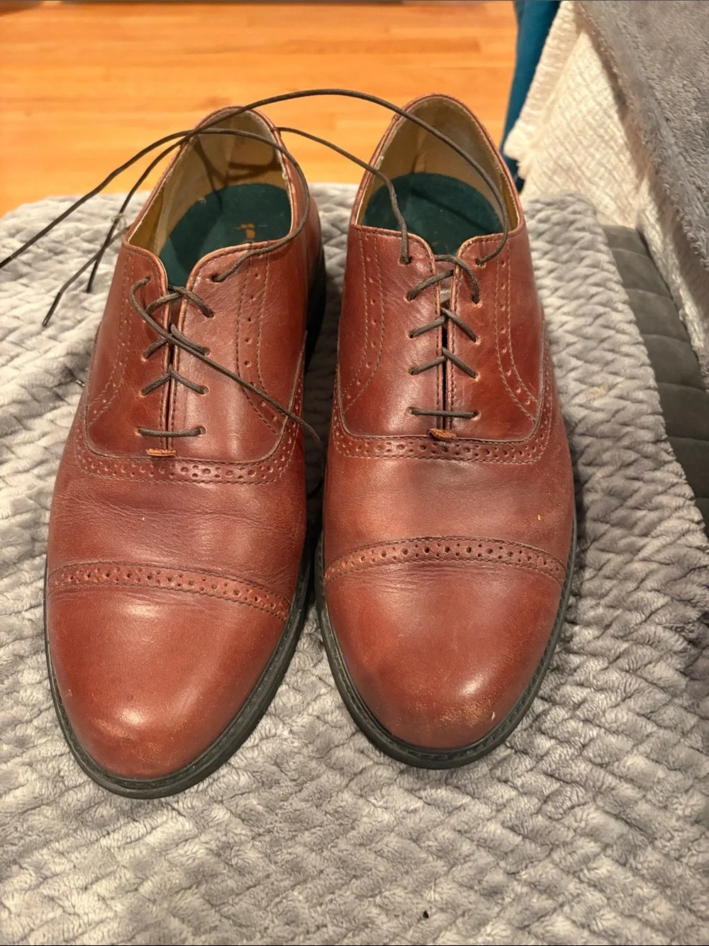 Rockport Men's Brown Leather Lace-Up Cap-Toe Oxfords